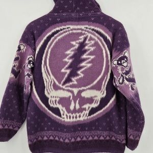 Grateful Dead Purple Alpaca Wool Zip Up Hoodie Sweater Dancing Bears Eden Small